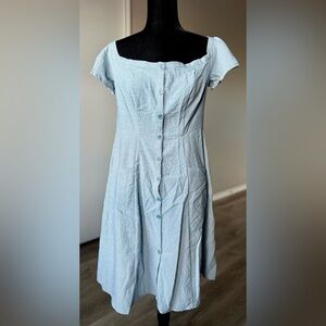 She + Sky Blue Button-Down Midi Dress